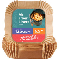 Gusto [6.5 Inch - 125 Count] Square Air Fryer Liners Disposable - Non-Stick, Oil & Water Resistant Parchment Paper - Fits 2-5 Qt Square Air Fryers, Ovens & More (Formerly Comfy Package)