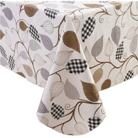Heavy Duty Vinyl Tablecloth With Flannel Backing Waterproof Oil-Proof Plastic Table Cloth Stain-Resistant Wipeable Rectangle Or Square Table Cover For Indoor And Outdoor (Leaves, 54X54 Inch)