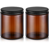 8Oz Glass Jars With Metal Lids, 2 Pack Candle Jars With Blank Labels, 250G Amber Wide Mouth | Cosmetic Containers For Sample, Cream, Lotion, Honey, Powder, Jelly | Kitchen & Home