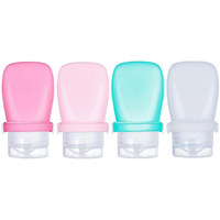 2 Oz Travel Bottles, Wxoieod Leakproof Silicone Squeeze Bottle Mini Travel Size Container For Toiletries Lotion Shampoo And Conditioner Liquid Salad Dressing To Go Condiment, Tsa Approved, 4 Pack