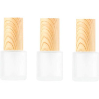 3Pcs 20Ml 0.7Oz Matte Glass Pump Bottles Travel Pump Bottle Lotion Bottle Travel Container Soap Dispenser Toiletries Bottle Containers With Wood Grain Lid For Shampoo Cream Liquid Essential Oils