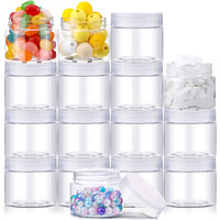 Patelai 16 Pack 2Oz Empty Slime Containers Jars With Lids Round Clear Plastic Jars Wide-Mouth Refillable Storage Organizers For Slime Making Diy Crafts, Cosmetic, Home And Kitchen Organizing(Clear)