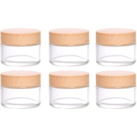 Miayon 6Pcs 1.76 Oz Small Travel Lotion Containers With Lids Glass Sample Empty Round Cosmetic Jar Bottles For Creams Makeup Lotion Toiletries Storage (White, 50 Gram)