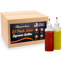 Made In Usa 21 Pack Plastic Squeeze Bottles For Sauces - 16Oz Condiment Squeeze Bottles For Liquids - Bpa Free Squirt Bottles With Cap - Ketchup, Syrup, Oil, Dressings, Honey & Arts And Crafts