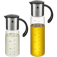 Vucchini Large Olive Oil Dispenser Bottle Kitchen Cooking Oil Dispenser Auto Flip Soy Sauce Container -Stainless Steel Leakproof Vinegar Glass Cruet (10 Oz And 17 Oz Set)