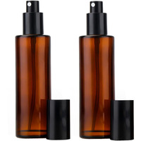Tupsybl 2 Pcs 100Ml 3.4Oz Upscale Amber Glass Spray Bottles Refillable Fine Mist Spray Bottles Cosmetic Bottles Containers For Essential Oil Aromatherapy Makeup Travel, Brown
