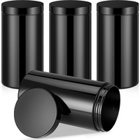 Patelai 4 Pieces Round Wide-Mouth Leak Proof Plastic Container Jars With Lids For Travel Storage Makeup Beauty Products Face Creams Oils Salves Ointments Diy Making(32 Ounce,Pure Black)