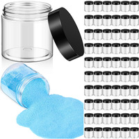 Patelai 60 Pcs Plastic Container Jars With Lids Round Clear Travel Cosmetic Container Jars For Toiletries, Lotion, Cream, Ointments, Makeup, Rhinestone, Samples, Kitchen Storage(Black,6 Oz)