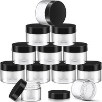 Satinior 12 Pack 16 Oz Plastic Container Jars With Lids Round Clear Travel Cosmetic Container Slime Jars For Toiletries, Lotion, Cream, Ointments, Makeup, Rhinestone, Samples, Kitchen Storage(Black)