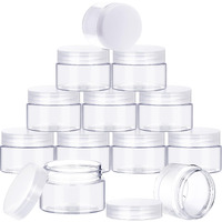 Satinior 12 Pack 16 Oz Plastic Container Jars With Lids Round Clear Travel Cosmetic Container Slime Jars For Toiletries, Lotion, Cream, Ointments, Makeup, Rhinestone, Samples, Kitchen Storage(Clear)