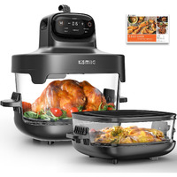 Kismile 5-In-1 Portable Glass Air Fryer, 2.6Qt & 4.7Qt Dual Glass Containers With Lids, 85% Less Oil, Compact Smart Air Fryer Oven For Deep Roast, Crisp, Keep Warm - Freezer & Dishwasher Safe