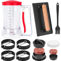 Blackstone Breakfast Kit Pancake Batter Dispenser 9Pcs Griddle Accessories Set - Included Pancake Batter Dispenser Bacon Press Egg Rings Hamburger Press Patty Maker Brush And Oil Separating Paper