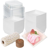 Kosotody 50 Pack Charcuterie Boxes With Clear Lids, 4 Inches White Oil-Proof Kraft Paper Food Containers Bakery Boxes For Sandwich, Cookies, Hot Cocoa, Cupcakes And Strawberries(White)