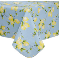 Heavy Duty Vinyl Tablecloth With Flannel Backing Waterproof Oil-Proof Plastic Table Cloth Stain-Resistant Wipeable Rectangle Or Square Table Cover For Indoor And Outdoor (Lemon, 52X70 Inch)