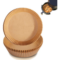 Air Fryer Disposable Paper Liner, Round Parchment Cooking Non-Stick, Baking Roasting Food Grade Paper For Air Fryer, Microwave Oven, Frying Pan, Oil-Proof, Water-Proof (50Pcs 7.9 Inch Natural)