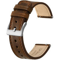 Bisonstrap Leather Watch Straps, Classic Oil Waxed Leather, Quick Release Replacement Band For Men And Women, 20Mm, Dark Brown/Silver Buckle