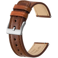 Bisonstrap Leather Watch Straps, Classic Oil Waxed Leather, Quick Release Replacement Band For Men And Women, 18Mm, Toffee Brown/Silver Buckle