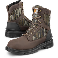 Carhartt Ironwood Waterproof Work Boots For Men - 8-Inch, Reinforced Oil-Tanned Leather With Breathable Membrane, Eh & Slip-Resistant Outsoles, Dark Brown/Mossy Oak - 14