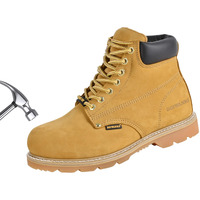 Boiwanma Work Boots For Men, Steel Toe, Leather, Oil, Slip And Heat Resistant Heavy Duty Wide Safety Boots, Us 9