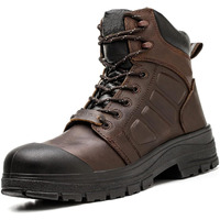 Aegiswarm 6"" Steel Toe Work Boots For Men Waterproof - Durable Oil Full Grain Cowhide Leather Steel Toe Boots, Non-Slip Industrial And Construction Safety Footwear 8