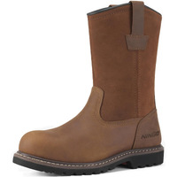 Hisea Ningo Mens Work Boots, Wellington Boots With Full-Grain Leather, Oil And Slip Resistant, Hazard Protection, Pull On Work Boots For Men, For Construction, Farming