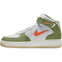 Nike Mens Air Force 1 Mid Qs, White/Oil Green/Sail/Total Ora, 11