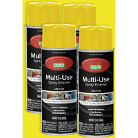 Color Care Spray Paint - 4 Pack Of 12 Oz. Cans, Oil Enamel, Rust Resistant, Quick Drying, No Drip Formula For Wood, Metal, Plastic, Masonry, Indoor & Outdoor Use (Yellow)