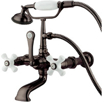 Kingston Brass Cc549T5 Vintage 7-Inch Spread Wall Mount Leg Tub Filler With Hand Shower, Oil Rubbed Bronze