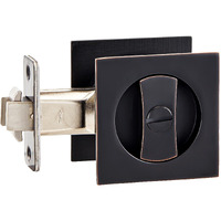 Lethato Pocket Door Hardware Oil Rubbed Bronze, Pocket Door Lock, Pocket Door Latch, Bronze Contemporary Pocket Door Privacy Lock(1 Pack, Square)