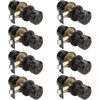 Knobwell Interior Privacy Door Knobs, Oil Rubbed Bronze Door Knob For Bedroom Bathroom, Keyless Privacy Door Knob With Lock, Stainless Steel Indoor Door Knob, Cylindrical Shape, 8 Pack