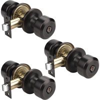 Knobwell Interior Door Knobs With Cylindrical Shape Knob, Oil Rubbed Bronze Door Knob For Bedroom Bathroom, Keyless Privacy Door Knob With Lock, Stainless Steel Door Handle, 3 Pack