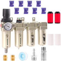 3/4"" Npt Industrial Grade 4 Stage Air Compressor Drying System, 0-240 Psi, Particulate & Coalescing Filters, Auto Drain Air Compressor Water Separator System Filter Oil For Paint Spray& Plasma Cutter
