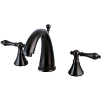 Kingston Brass Ks2975Al Naples Widespread Lavatory Faucet With Metal Lever Handle, Oil Rubbed Bronze