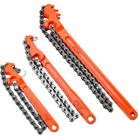 Uhfsyut Reversible Chain Wrench Set 9""/12""/16"" - Oil Filter & Pipe Tool, High Carbon Steel Adjustable Grip For Mechanics, Plumbers, 7.5"" Diameter Capacity (16In)