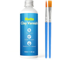 Air Dry Clay Varnish, 120Ml Matte Glaze With 2 Brushes For Air Drying Clay, Clear Varnish For Craft Pottery, Oil Painting, Wood, Scratch Resistant Waterproof (120Ml Matte)