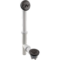 Westbrass 592244-12 14"" White Poly Tubular Bath Waste & Overflow Assembly With Trip Lever And Strainer Grid Drain Cover, Oil Rubbed Bronze