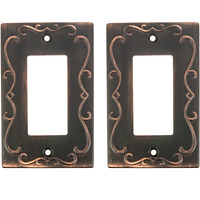Sleeklighting | Wall Plates Decorative Regal Scrollwork Oil Rubbed Bronze | Electric Outlet And Switch Covers| Style: 1 Gang Decorator (2 Pack)