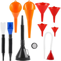 Haiaoxonr Automotive Refueling Set 10 Pcs, Wide Mouth Fuel Funnels, Long Neck Oil Funnels, Snap Funnel,Flexible Right Angle Funnels,Funnel For Filling Engine Oil/Gasoline/Water/Coolant