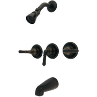 Kingston Brass Gkb235 Magellan Tub And Shower Faucet With Three Handles, Oil Rubbed Bronze, 11.68 X 8 X 7.75
