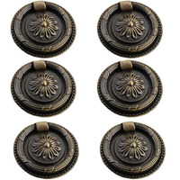 Jinyuanchao 6Pcs Drop Ring Handles Dresser Ring Pull Brass Oil-Rubbed Bronze Cabinet Cupboard Pulls Drawer Ring Handle Knobs (Bronze, 1.8In/46Mm)