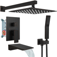 Gotonovo Shower System With Tub Spout,Waterfall Tub Shower Faucet Set For Bathroom Head And Handle Set Wall Mounted 3 Function Rough-In Valve And Trim Included 10 Inch Shower Head Oil Rubbed Bronze