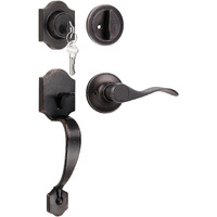 Tinewa Front Door Handle And Deadbolt Set, Oil Rubbed Bronze Front Door Lock Set With Reversible Handle Lever, Entry Door Locksets With Deadbolt Single Cylinder, Reversible Handlesets