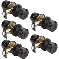 Knobwell Oil Rubbed Bronze Interior Privacy Door Knobs For Bedroom Bathroom, Keyless Stainless Steel Indoor Door Knob, Cylindrical Shape, 5 Pack