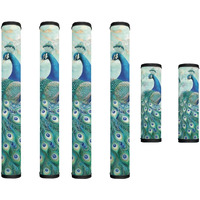 Garucesta Appliance Door Handle Covers Set Of 6 Refrigerator Handle Cover Anti-Skid Microwave Door Handle Protector Keep Off Oil Stains, Fingerprints, Peacock Flower Green Blue