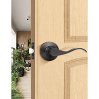 Mengico 1 Pack Passage Door Lever No Lock, Oil Rubbed Bronze Door Handle Interior, Closet Hallway Door Handle,Reversible Wave Lever Handles