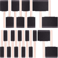 Vanitek 20 Piece Flat Flexible Poly Foam Bevel-Tipped Brush Set With Wooden Handles Ideal For Applying Paint, Oil-Based Paints, Stain, Varnish, Enamel, Latex Paint Smooth Surfaces & Arts & Crafts