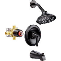 Shower Tub Faucet Set Bronze: Arcora Bathtub Faucet Set With 6-Inch Rain Showerhead And Tub Spout, Oil Rubbed Bronze Bathtub And Shower Trim Kit (Valve Included)