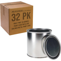Master Elite Small 1/4 Pint Unlined Empty Metal Paint Can Bucket With Lids, Pack Of 32 - Triple Tight Lid Seal, 4 Fl. Oz. Steel Coating Storage Container Tin - Store Oil-Based Paint, Art, Diy Crafts