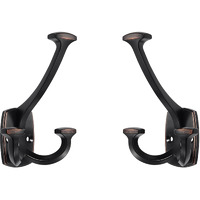 Zauyx Large Wall Double-Sided Hook 5 Pack Oil Rubbed Bronze Hook Decorative Heavy Duty Solid Large Coat Hooks For Towel Hanging Coats Robe Towel Bags Door Back 2 Prong Hooks