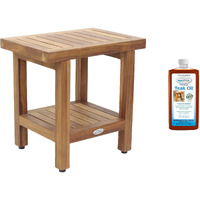 Aquateak The Original 18"" Spa Teak Shower Bench With Shelf & Aquateak Premium Teak Oil